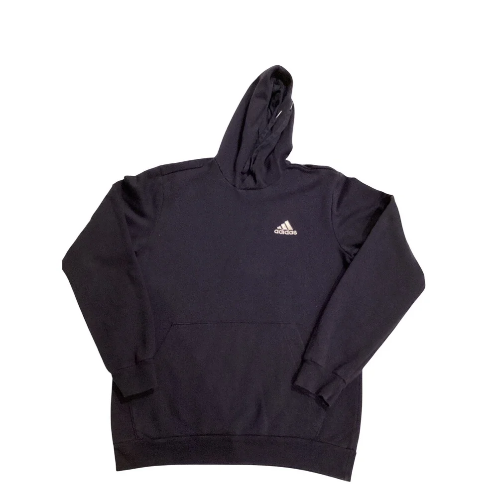 Adidas Hoodie Navy Blue Logo Pocket‎ Men Casual Athletic Size L